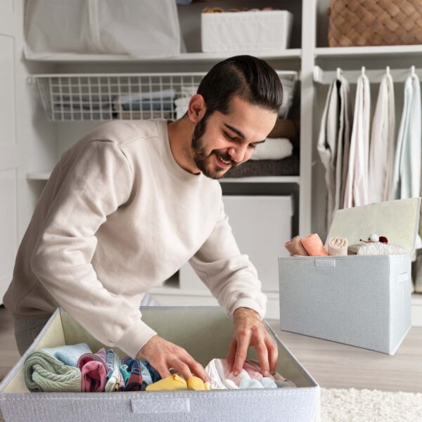 Foldable Premium Fabric Storage Box – 2 Pack – 2 Boxes and 4 hardboards - Image 11