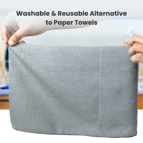 Reusable Kitchen Towel Roll – Ash Color – Washable and Soft Microfiber Fabric – 20 Pcs - Image 3