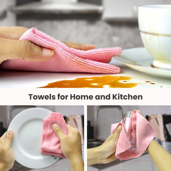 Reusable Kitchen Towel Roll – Pink Color – Washable and Soft Microfiber Fabric – 20 Pcs - Image 6