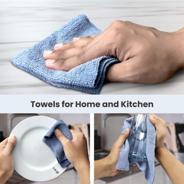 Reusable Kitchen Towel Roll – Light Blue Color – Washable and Soft Microfiber Fabric – 20 Pcs - Image 7