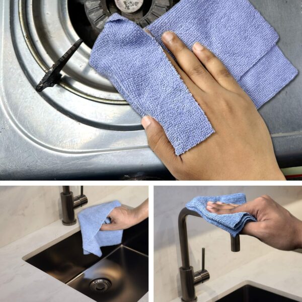 Reusable Kitchen Towel Roll – Light Blue Color – Washable and Soft Microfiber Fabric – 20 Pcs - Image 4