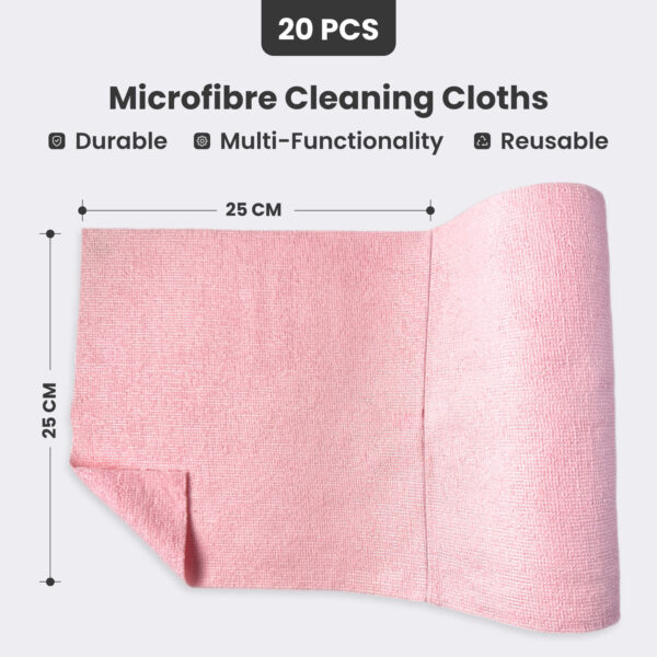 Reusable Kitchen Towel Roll – Pink Color – Washable and Soft Microfiber Fabric – 20 Pcs - Image 3