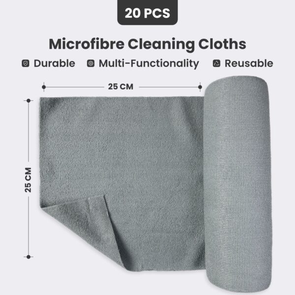 Reusable Kitchen Towel Roll – Ash Color – Washable and Soft Microfiber Fabric – 20 Pcs - Image 2