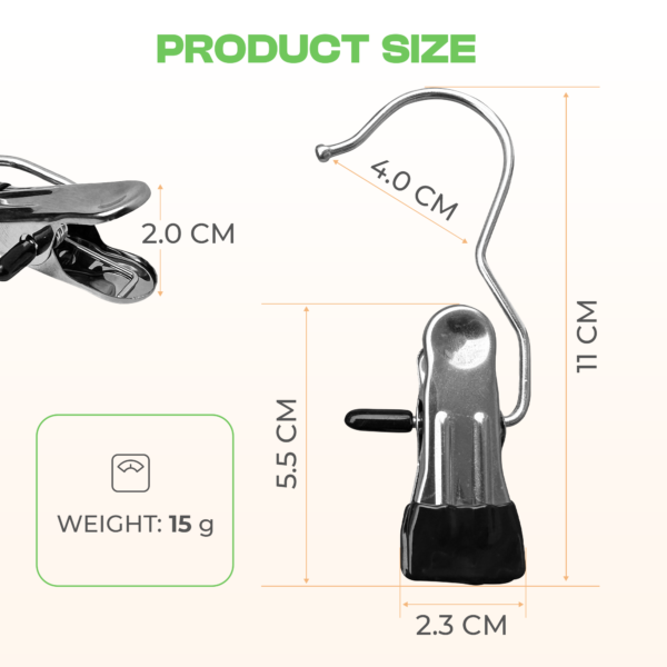 Hanger Clip Set – 5 Pieces Stainless Steel Hanger Clips - Image 3