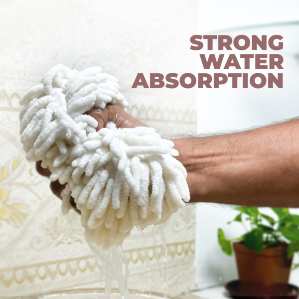 Hand Towel – Cream White Color – Very Soft Chenille Fabric Fuzzy Ball Towel - Image 4