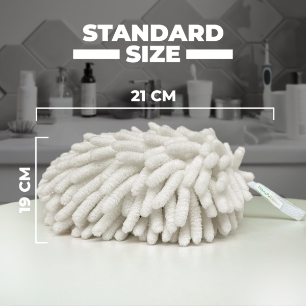 Hand Towel – Cream White Color – Very Soft Chenille Fabric Fuzzy Ball Towel - Image 6