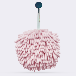 Hand Towel – Light Pink Color – Very Soft Chenille Fabric Fuzzy Ball Towel